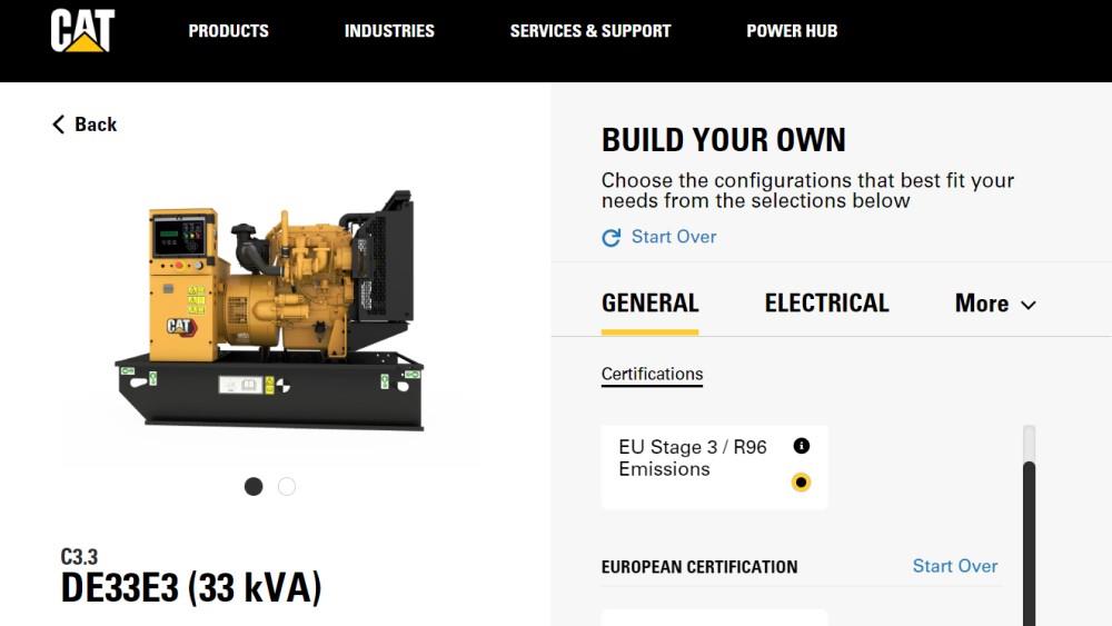 New Cat website lets users configure own gensets image